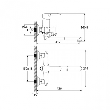 Смеситель IDDIS CUBA CUBSBL2i10WA универсальный 