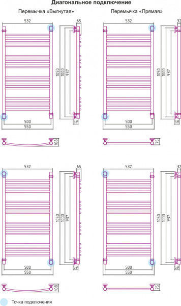 Полотенцесушитель водяной Сунержа БОГЕМА+ 00-0220-1050 1000х500 