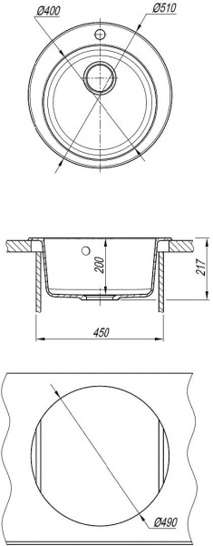 Мойка кухонная из литьевого мрамора Dr. Gans ГАЛА 25.010.B0510.401 51*51 см. белый