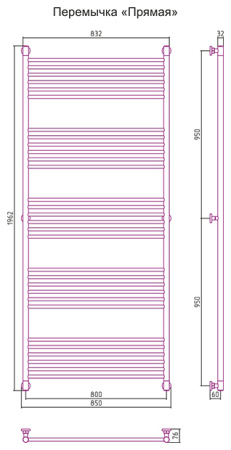 Полотенцесушитель водяной Сунержа БОГЕМА+ 00-0220-1980 1900х800 