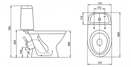 Унитаз-компакт Santeri ПРАЙМ 1.P205.4.S00.00B.F  