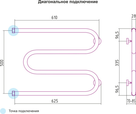 Полотенцесушитель водяной Сунержа М-образный 00-0007-5065 500х650 