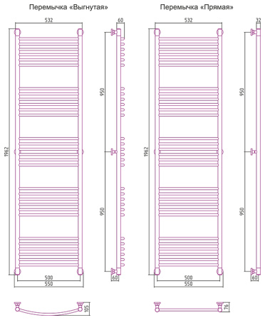 Полотенцесушитель водяной Сунержа БОГЕМА+ 00-0221-1950 1900х500 
