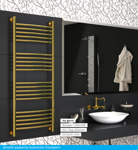 Полотенцесушитель водяной Сунержа БОГЕМА+ 00-0221-1240 1200х400 