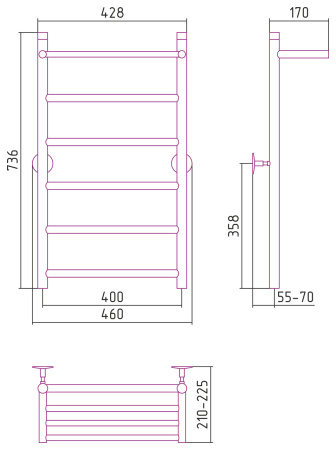 Полотенцесушитель водяной Стилье УНИВЕРСАЛ-54 00654-8040 800х400 