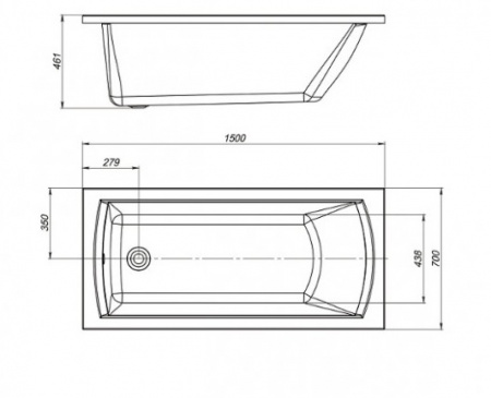 Ванна акриловая Mirsant БЕТТА  150x70 см. 