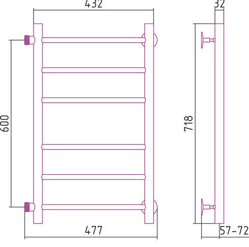 Полотенцесушитель водяной Стилье ВЕРСИЯ-Б 00610-6040 600х400 