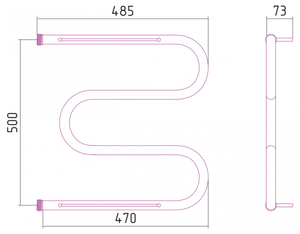 Полотенцесушитель водяной Стилье М-образный 00014-5050 500х500 