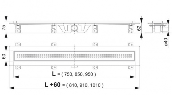 Душевой канал Alcaplast  APZ9-550M с решеткой  Душевой канал Alcaplast  APZ9-550M с решеткой