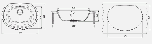 Мойка кухонная керамогранитная Florentina ГРЕБЕШОК 20.345.E0695.105 69,5*52,5 см. коричневый