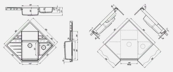 Мойка кухонная керамогранитная Florentina БОМБЕЙ 20.375.J0900.102 90*61 см. черный