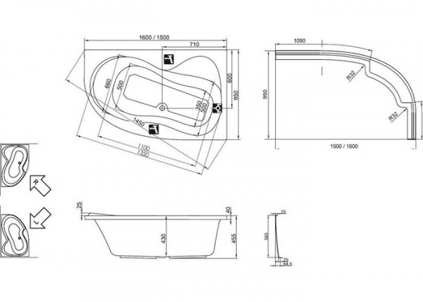 Ванна акриловая Ravak ROSA C551000000  