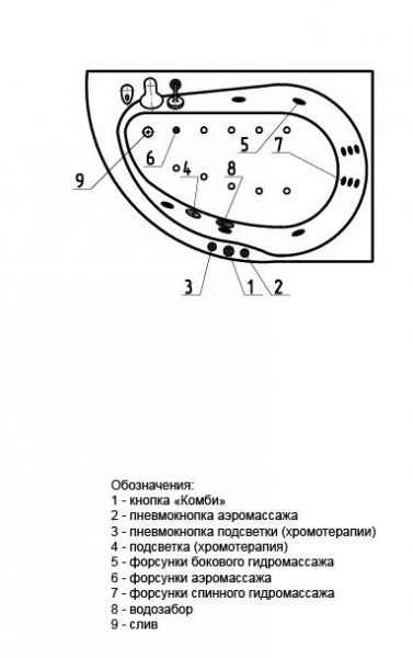 Ванна акриловая Aquatek ВИРГО  150x100 см. правая 