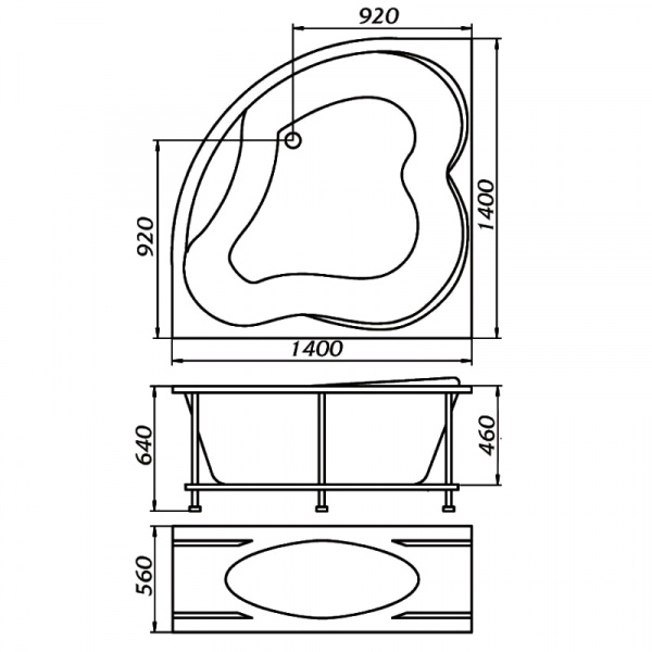 Ванна акриловая 1Marka CASSANDRA 01кас1414 140x140 см. 