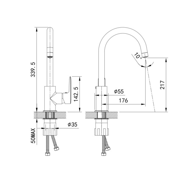 Смеситель IDDIS CUBA CUBWTFJi05 для кухонной мойки  Смеситель IDDIS CUBA CUBWTFJi05 для кухонной мойки