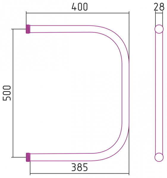 Полотенцесушитель водяной Стилье П-образный 00002-5040 500х400 