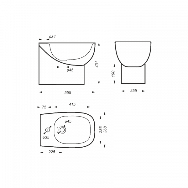 Биде напольное Sanita luxe  INFSLBI01   Биде напольное Sanita luxe  INFSLBI01