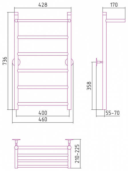 Полотенцесушитель водяной Стилье УНИВЕРСАЛ-54 00654-8040 800х400 